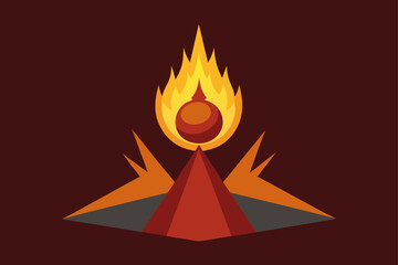 Vector illustration of a hot burning fire sign, a symbol of danger and caution