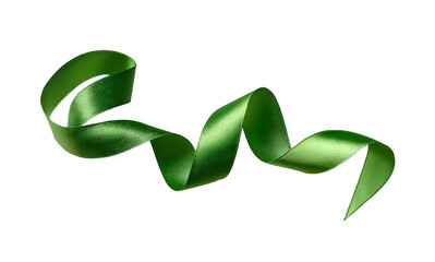  green ribbon isolated on a white background, studio shot. 