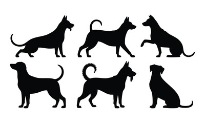 Elegant Woman Walking Dogs Silhouette Vector – Stylish Pet Walking Illustration