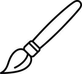 Black outline icon of a paintbrush with bristles and a handle artist painting