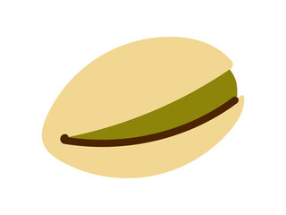 Vector pistachio nut isolated on white. Organic green seed illustration for healthy food, dessert, bakery, ingredient, snack, label, vegan, premium design.