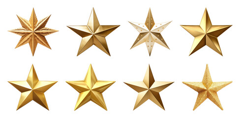 Obraz premium PNG Shiny golden star designs, element set on transparent background