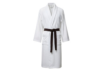 Cotton Bathrobe with Belt and Pocket Isolated on Transparent Background