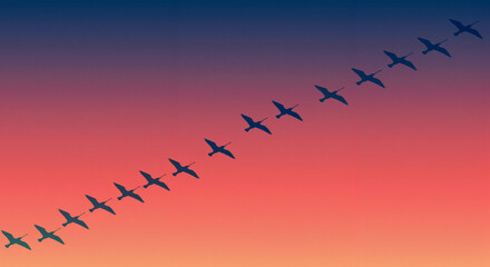 Winged Journey: Sunset Migration Pattern