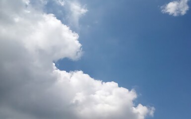 Blue sky with cumulus clouds creating a serene natural background