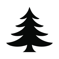 Simple black silhouette of a pine tree ideal for holiday and winter designs