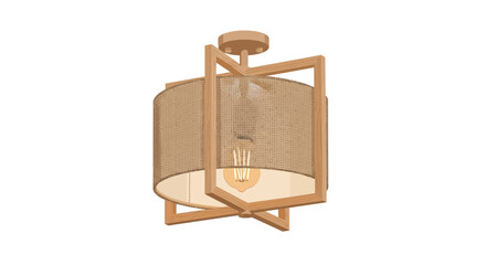 Modern rattan ceiling lamp with wooden frame for home decor accents