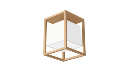 Modern wooden frame lamp with white fabric, suspended for ambient lighting