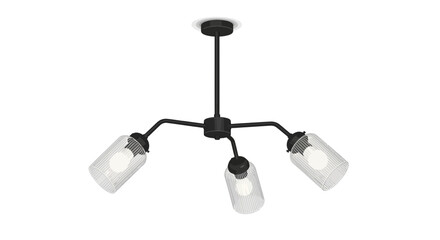 Stylish black ceiling lamp with decorative glass shades in minimalist design