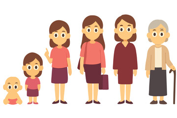  woman evolving from baby to senior