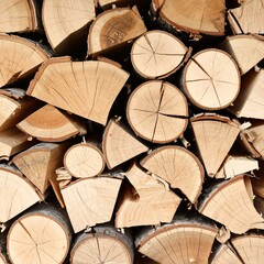 Stacked firewood, natural wood texture