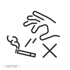 no throw away cigarette butts sign, by law, linear vector illustration