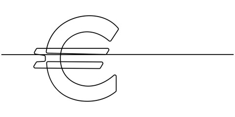 euro symbol continuous one line drawing, euro pean union currency, modern, illustration, design element, outline vector.  © SREEPOLOK