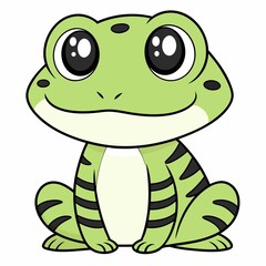 Adorable Cartoon Frog with Big Eyes A Cheerful Amphibian Illustration Ready to Hop Into Your Heart and Bring a Smile