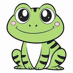 Adorable Green Frog Illustration with Big Eyes A Cute Cartoon Amphibian Character for Children's Content and Nature Related Designs