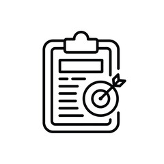 Clipboard with checklist and target icon representing business goals and planning
