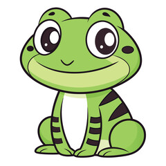 A Charming Cartoon Frog Sitting Pretty with Its Big Eyes and Stripes, Perfect for Children's Content and Animated Projects