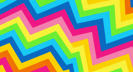 Vibrant Rainbow Zigzag Pattern, Colorful Abstract Background - High-quality stock image for commercial use