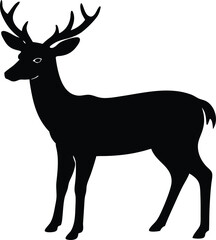  deer vector, forest animal silhouette illustration  