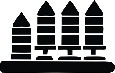 Graphic representation of four rocket launches with increasing altitude and power symbolizing growth progress and success in a business or project.