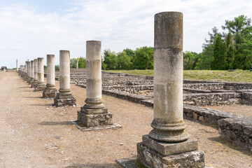 Ruins of an ancient Roman building with columns