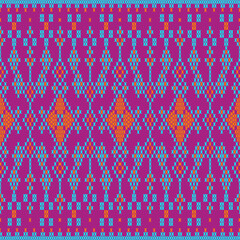 seamless knitted pattern
The repetitive and symmetrical layout creates a modern, tribal, or folk-inspired textile design, perfect for fabric prints, wallpapers, packaging, or digital backgrounds. 