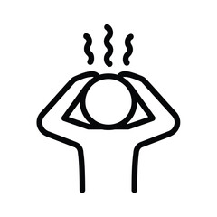 Stylized line art icon of a person holding their head with steam rising © tarek