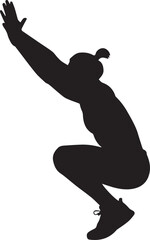 Fitness athlete silhouette dynamic pose jumping strength training workout exercise movement