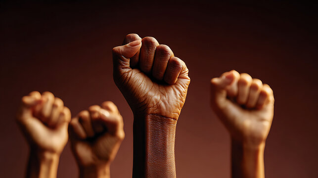group of black women in solidarity raising fists together symbolizing empowerment strength unity and courage fighting for justice equality human rights and social change