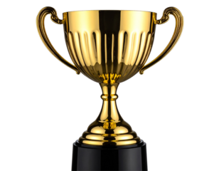 Prestigious Gold Trophy Cup Award Symbolizing Victory