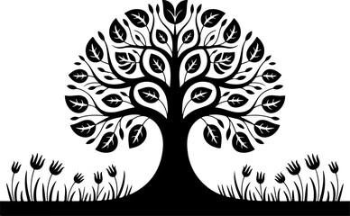 Obraz premium Floral Tree of Life Silhouette | Nature SVG Design