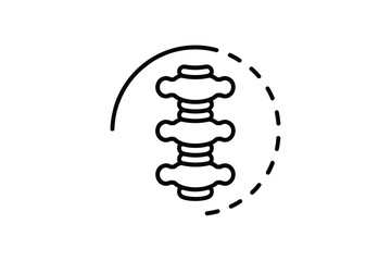 Stylized line art icon of a human spine segment with curved outline