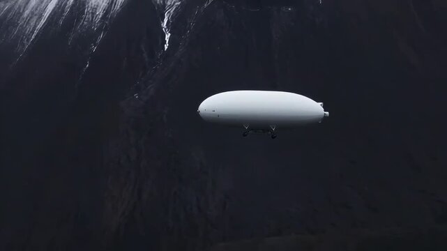 Majestic Blimp Soars Over Mountainscape