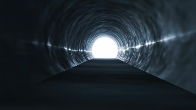 Dark tunnel with bright light at the end