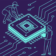 Electronic circuit board with processor and digital technology design