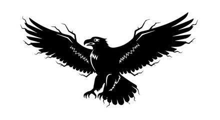Obraz premium Mystic Thunderbird Black and White Silhouette Art