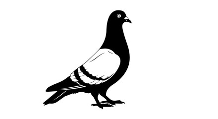 Elegant Silhouette art of a Pigeon Bird on white background