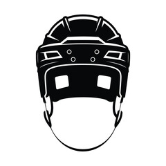 Black and white illustration of a hockey helmet with a protective cage