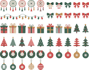 Festive Christmas Ornament Collection Wreaths, Trees & Gifts