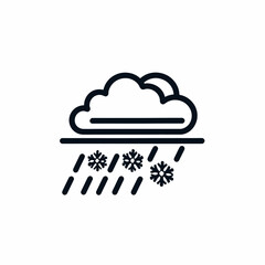 A weather icon showing a cloud with a wintry mix of falling rain and snowflakes, representing sleet or mixed precipitation.