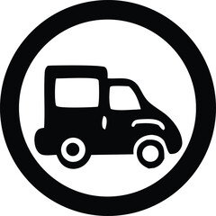Circular prohibition sign for trucks and large vehicles illustrating restriction of commercial transport movement