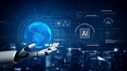 AI system interacting with artificial intelligence interface, processing data, executing algorithms, and enhancing automation with advanced artificial intelligence functions. Marrow