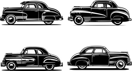 Vintage Classic Car Silhouette Collection