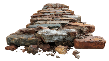 Heap of construction debris isolated on transparent background