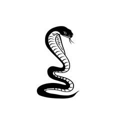 Fototapeta premium King Cobra. King Cobra simple black and white line art vector logo