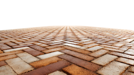 Herringbone pattern brick pathway isolated on transparent background