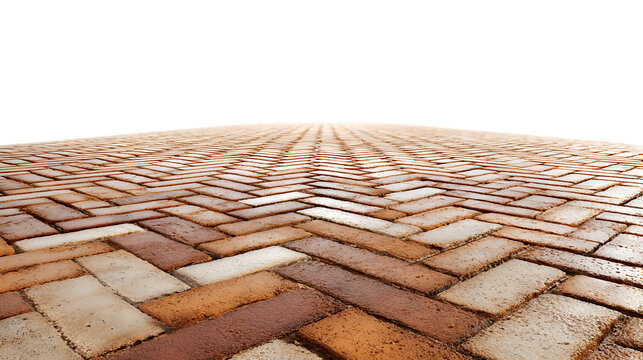 Herringbone pattern brick pathway isolated on transparent background