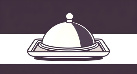 restaurant service cloche, waiter cloche, banquet cloche, cloche illustration, covered dish, cloche hand drawn, food lid cartoon, dome cover, food serving dome, elegant cloche, fine dining cloche, gou