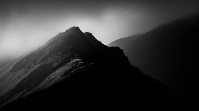 Black and white mountain silhouette