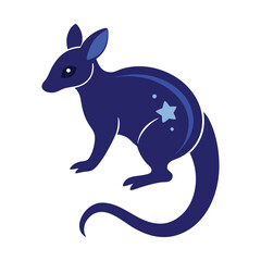 Celestial Kangaroo Rat Vector, Midnight Blue Fantasy Illustration